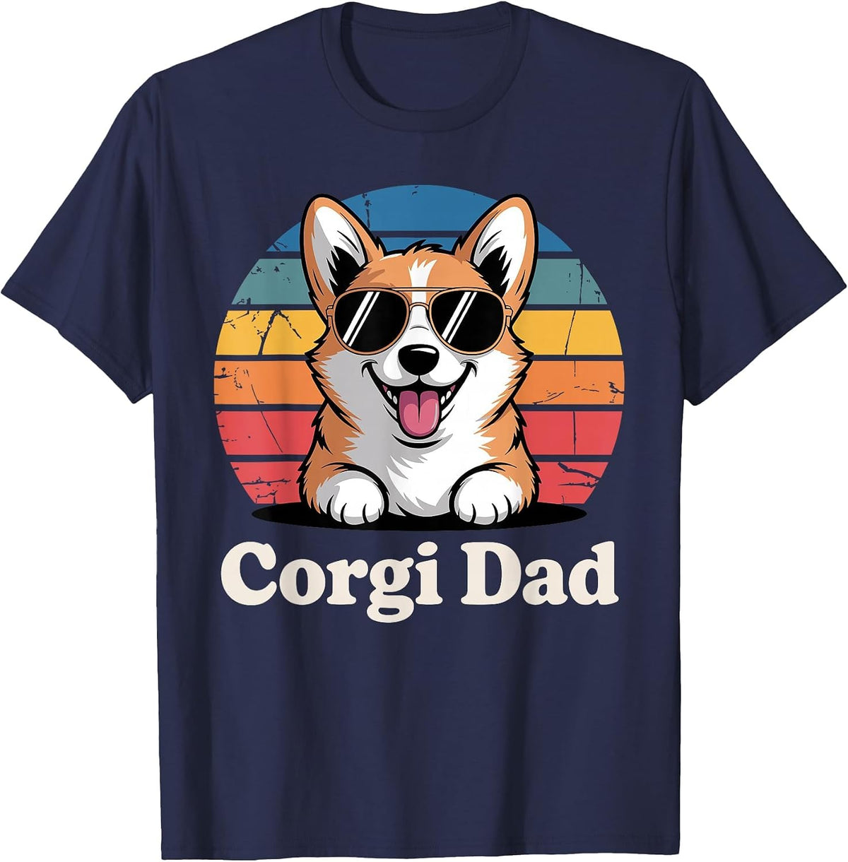 Funny Corgi Art for Men Dad Grandpa Pembroke Corgi Lover T-Shirt - Navy Blue
