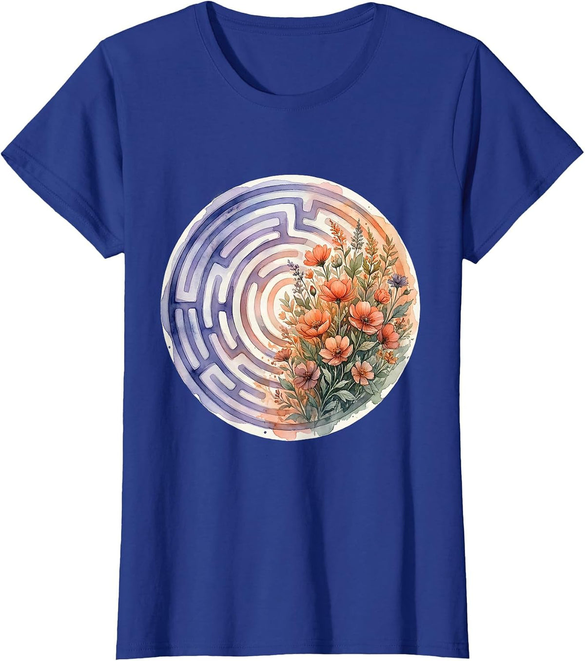 Women's Autism Awareness Labyrinth to Blooming Garden T-Shirt - Royal Blue
