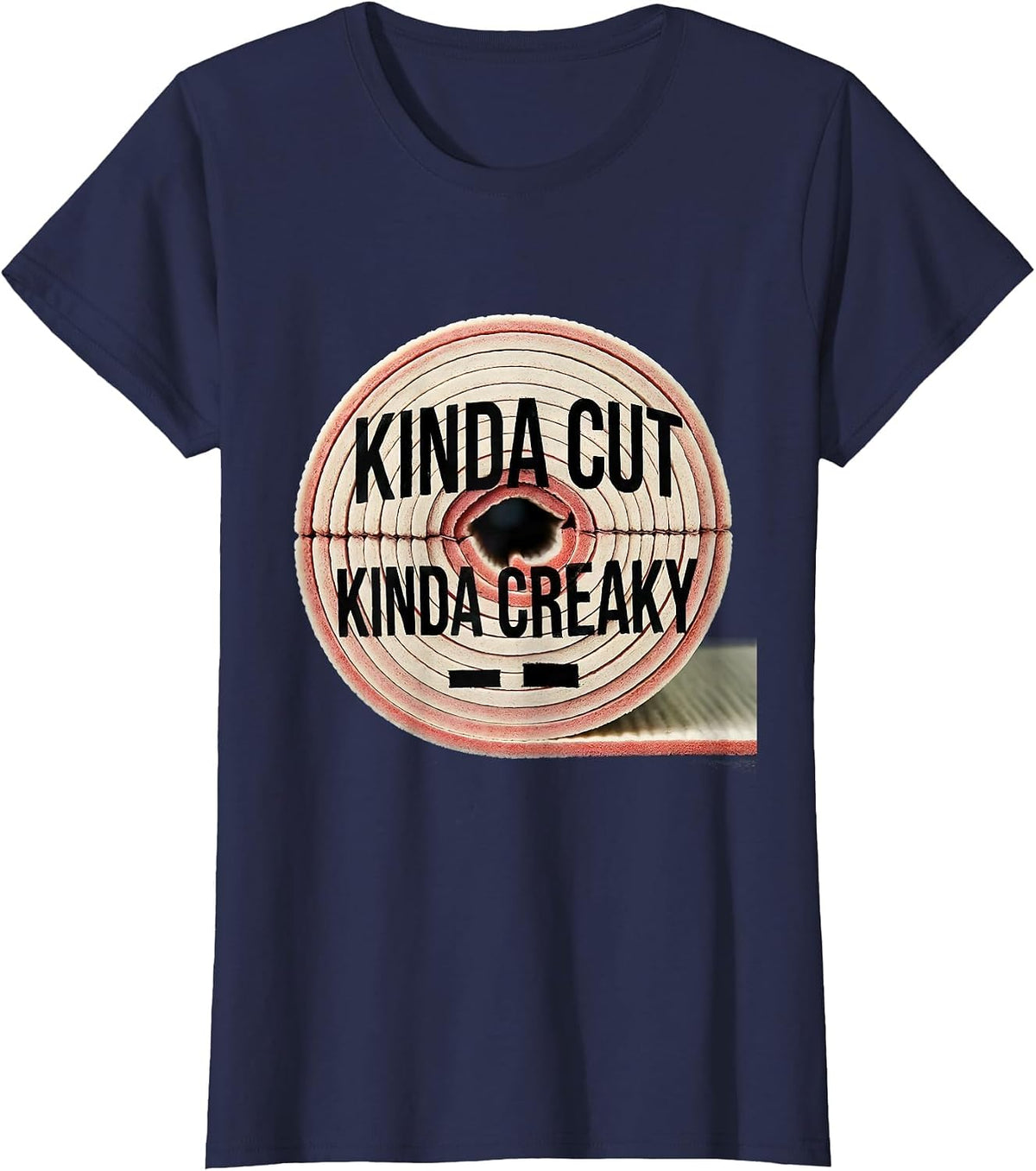 Women's Kinda Cut Kinda Creaky Funny Gym Workout Weightlifting Humor T-Shirt - Navy Blue