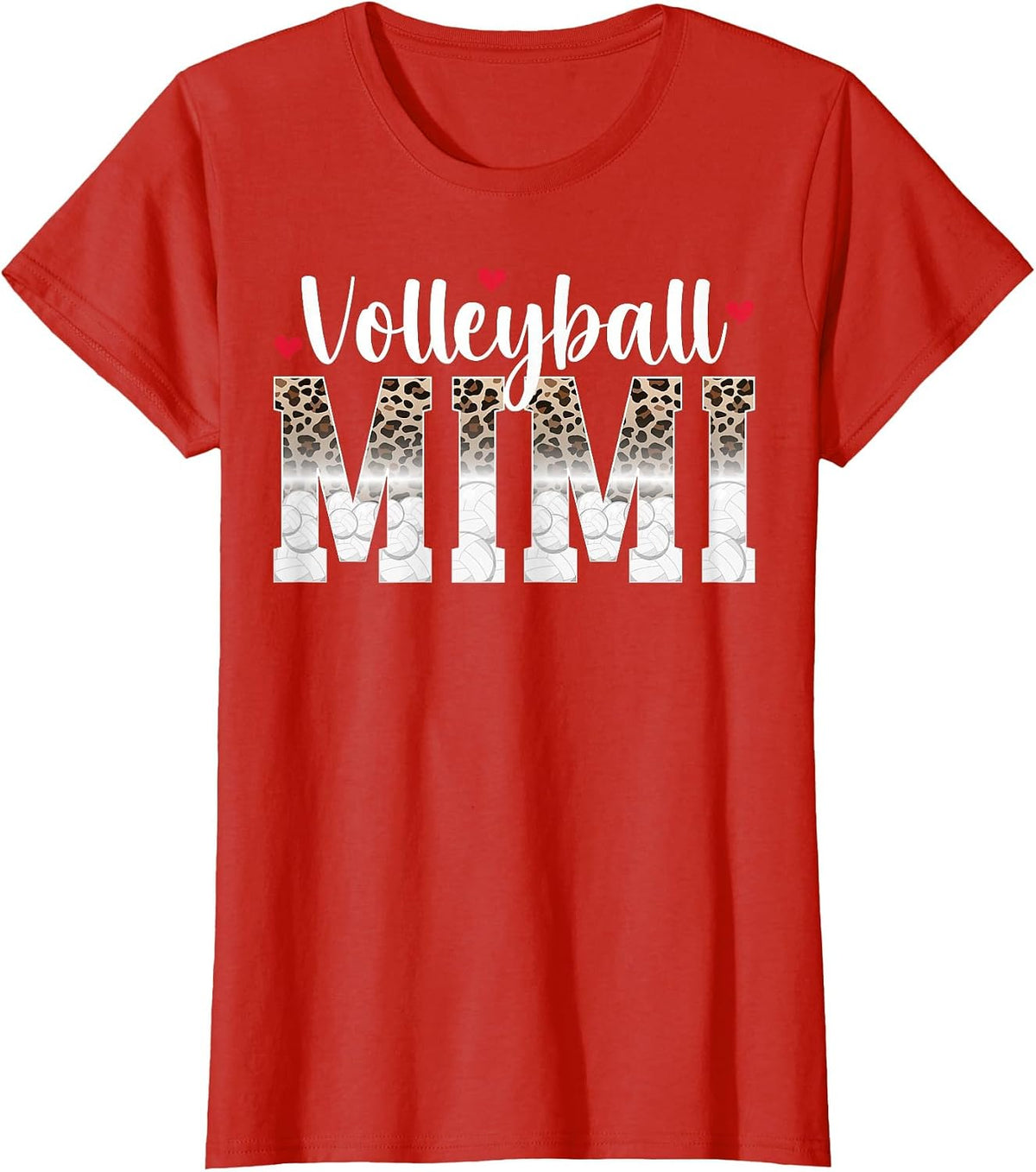 Volleyball Mimi Leopard Grandma Mimi of A Volleyball Player T-Shirt - Red