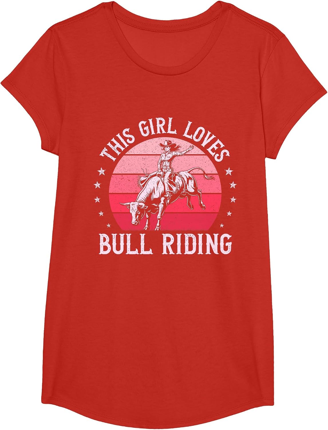 This Girl Loves Bull Riding Rodeo Cowgirl Bull Rider Vintage T-Shirt - Girls Red