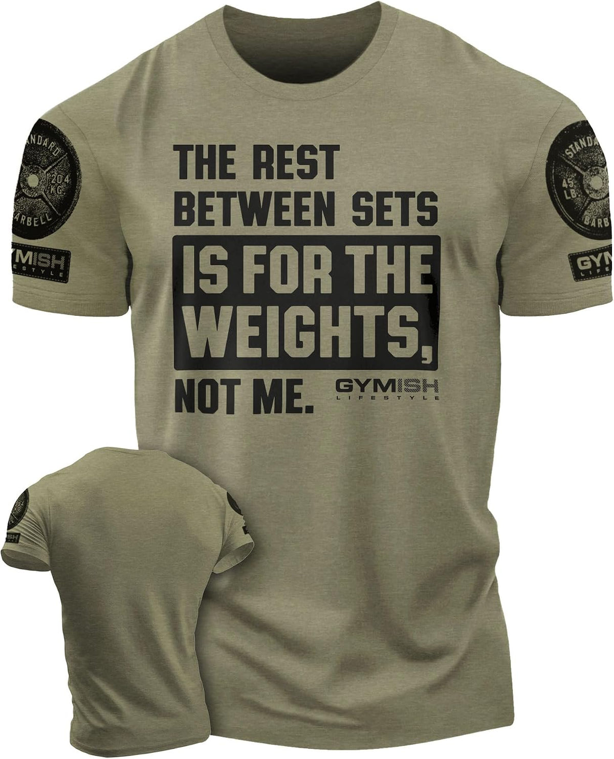 Rest Between Sets Mens Bodybuilding T-Shirts Graphic Tees Short Sleeve Workout Shirt - 1. Rest Between Sets Military Green