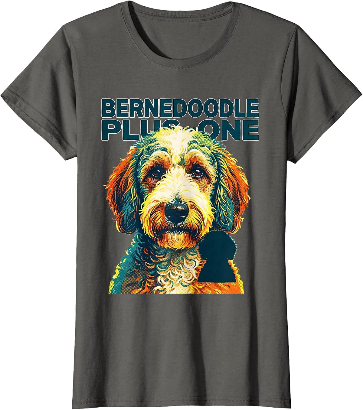 Women's Bernedoodle Plus-One Funny Doodle Breed Owner Dog Mom Dad T-Shirt - Asphalt Grey