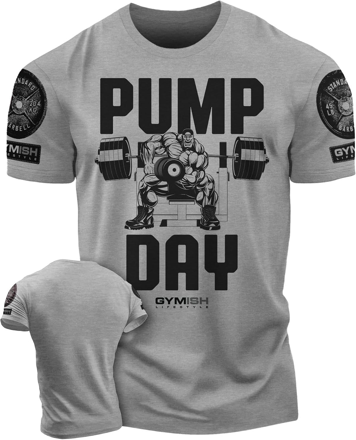 Pump Day Gym T-Shirt for Men Motivational and Funny Fitness Tee - 2. Pump Day Grey Branded