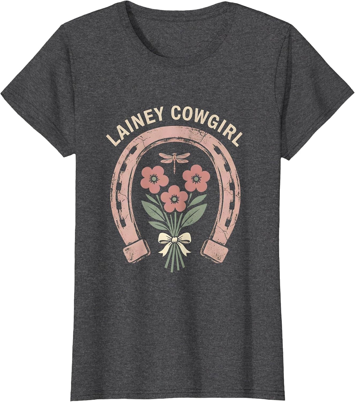 Women's Lainey Cowgirl Floral Boho Western Name Gift for Girls T-Shirt - Dark Heather Grey