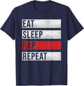 Hip Hop Rap Rapper Old School - Eat Sleep Rap Repeat T-Shirt - Navy Blue