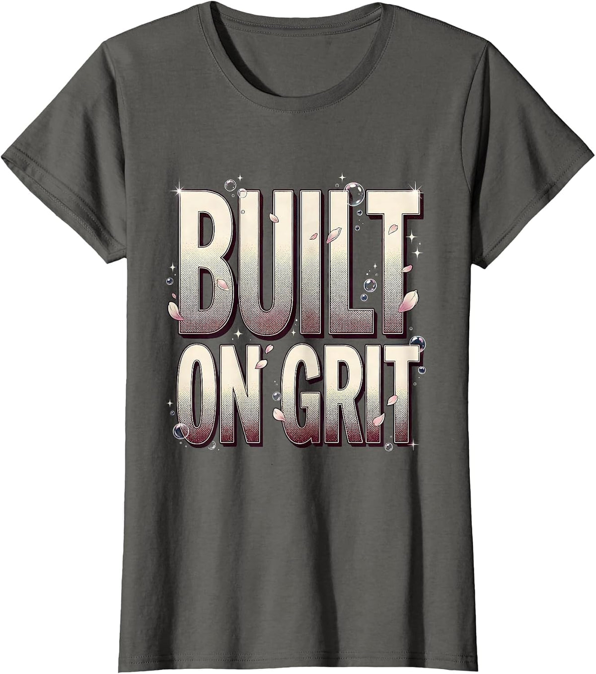 Women's Built on Grit American Pride Graphic Design T-Shirt - Asphalt Grey