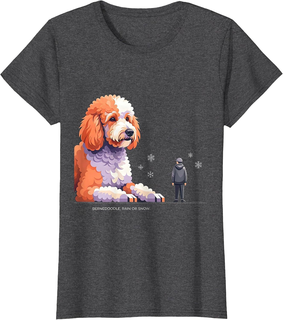 Women's Bernedoodle Rain Or Snow Funny Dog Lover Humor T-Shirt - Dark Heather Grey