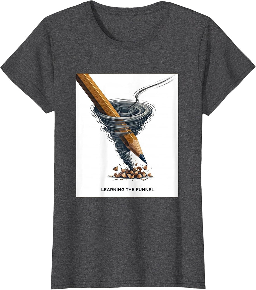 Women's Learning The Funnel Editorial Conceptual Meteorology Storm T-Shirt - Dark Heather Grey
