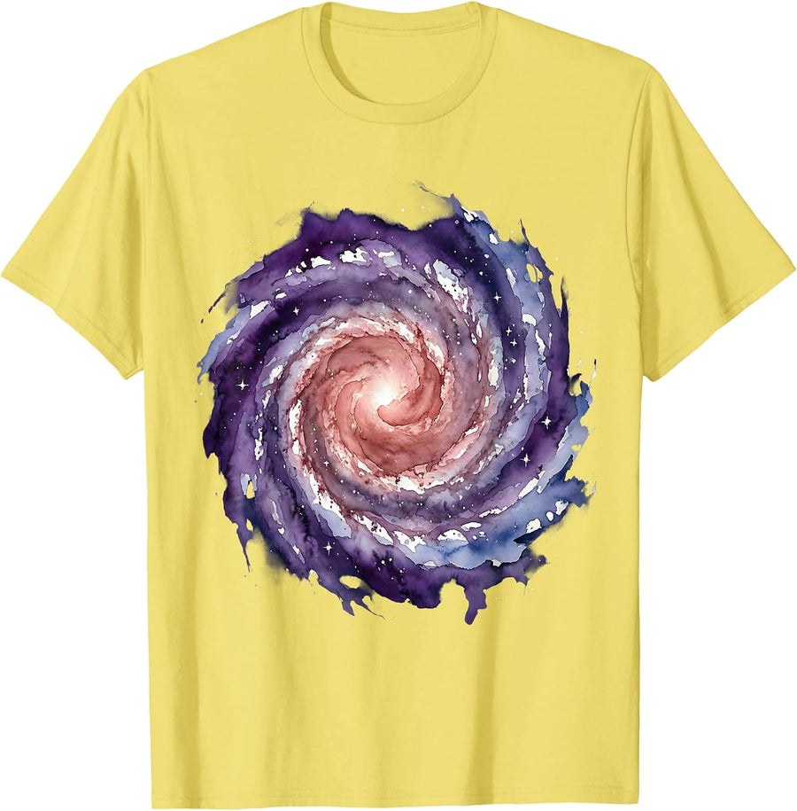 Men's Spiral Galaxy Deep Space Illustration T-Shirt - Lemon Yellow