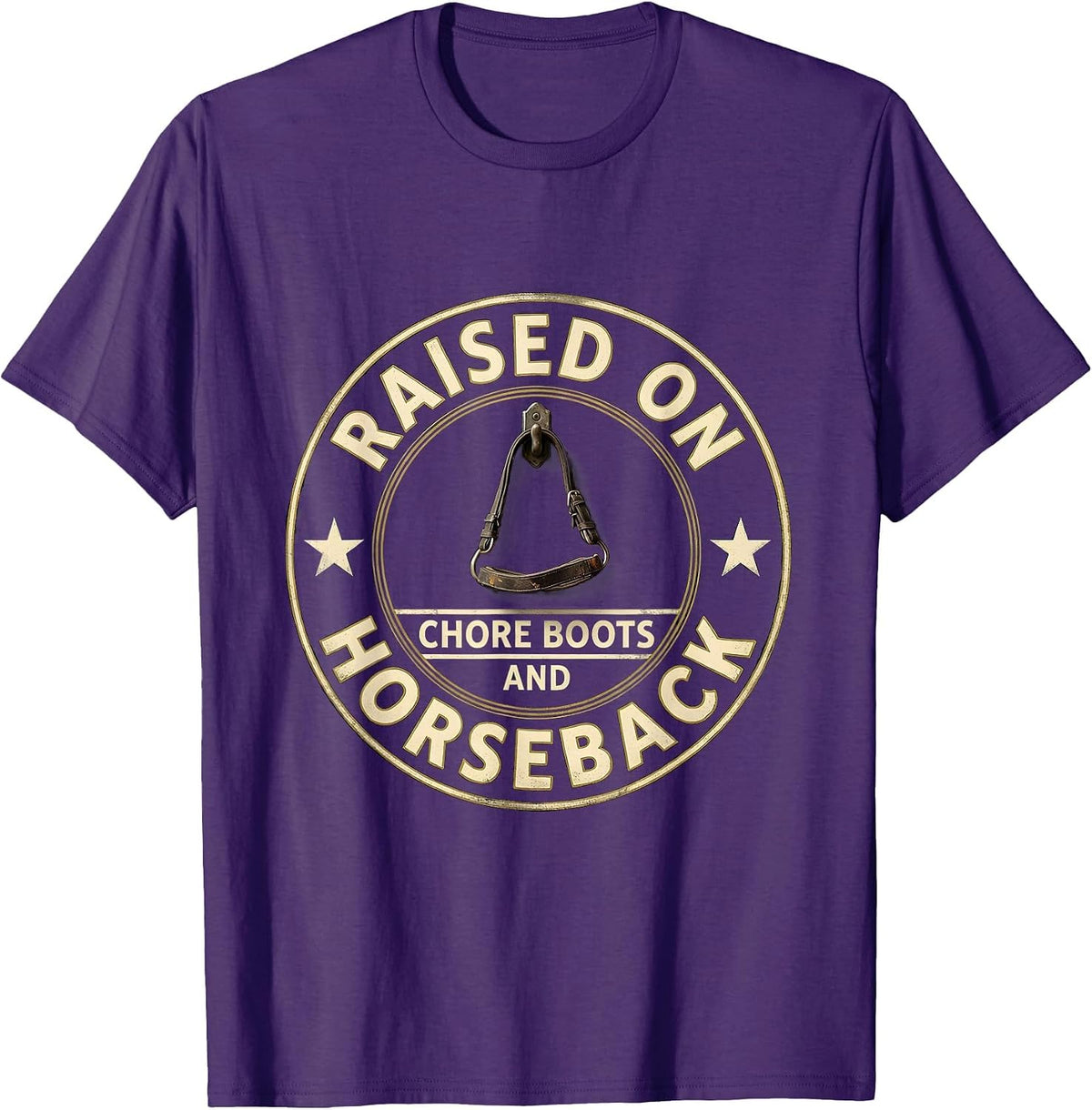 Raised On Chore Boots And Horseback Western Cowgirl Rodeo T-Shirt - Purple
