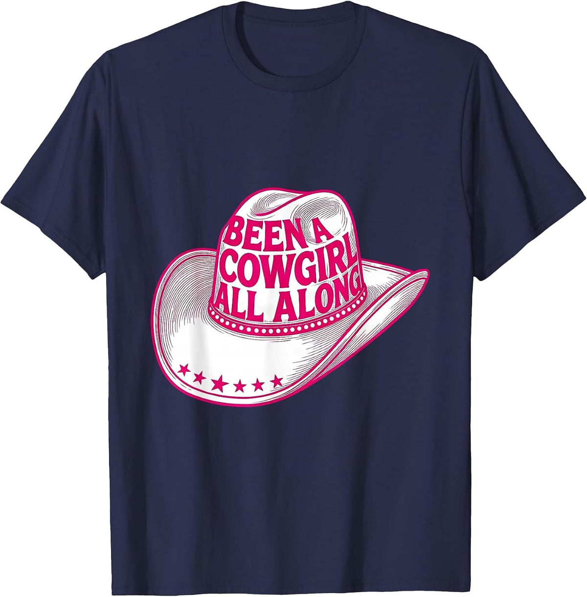 Men's Been A Cowgirl All Along Vintage Western Cowgirl Retro Rodeo T-Shirt - Navy Blue