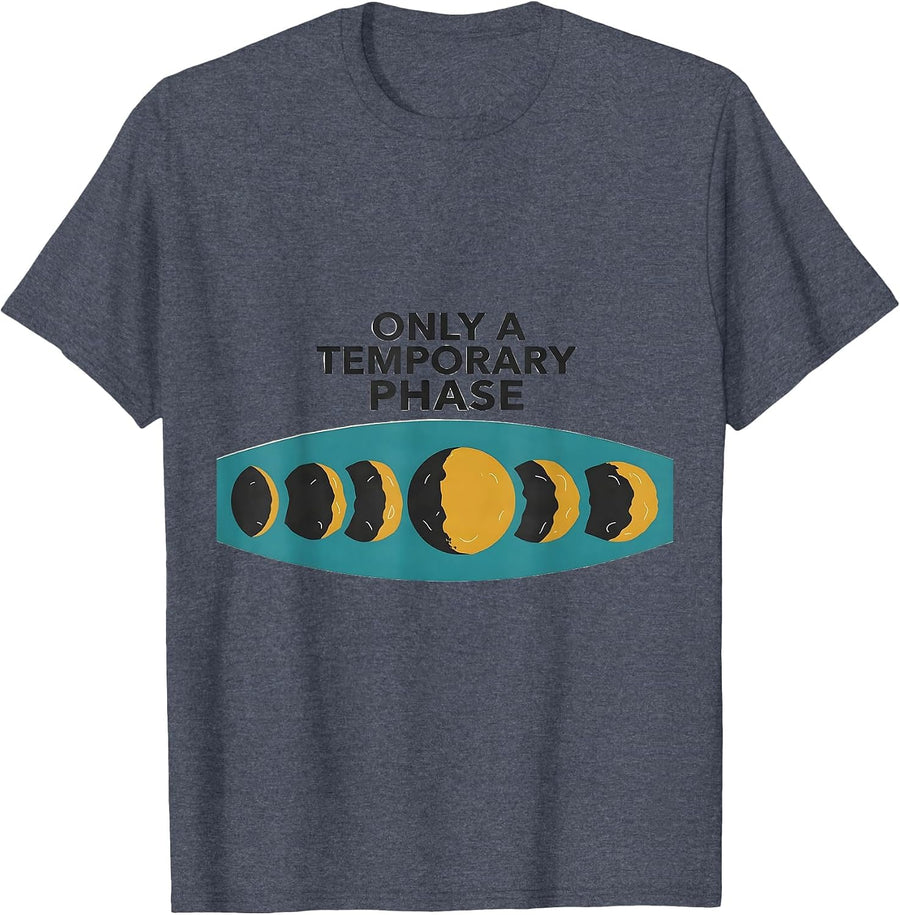 Only A Temporary Phase Midcentury Modern Moon Phases T-Shirt - Heather Blue