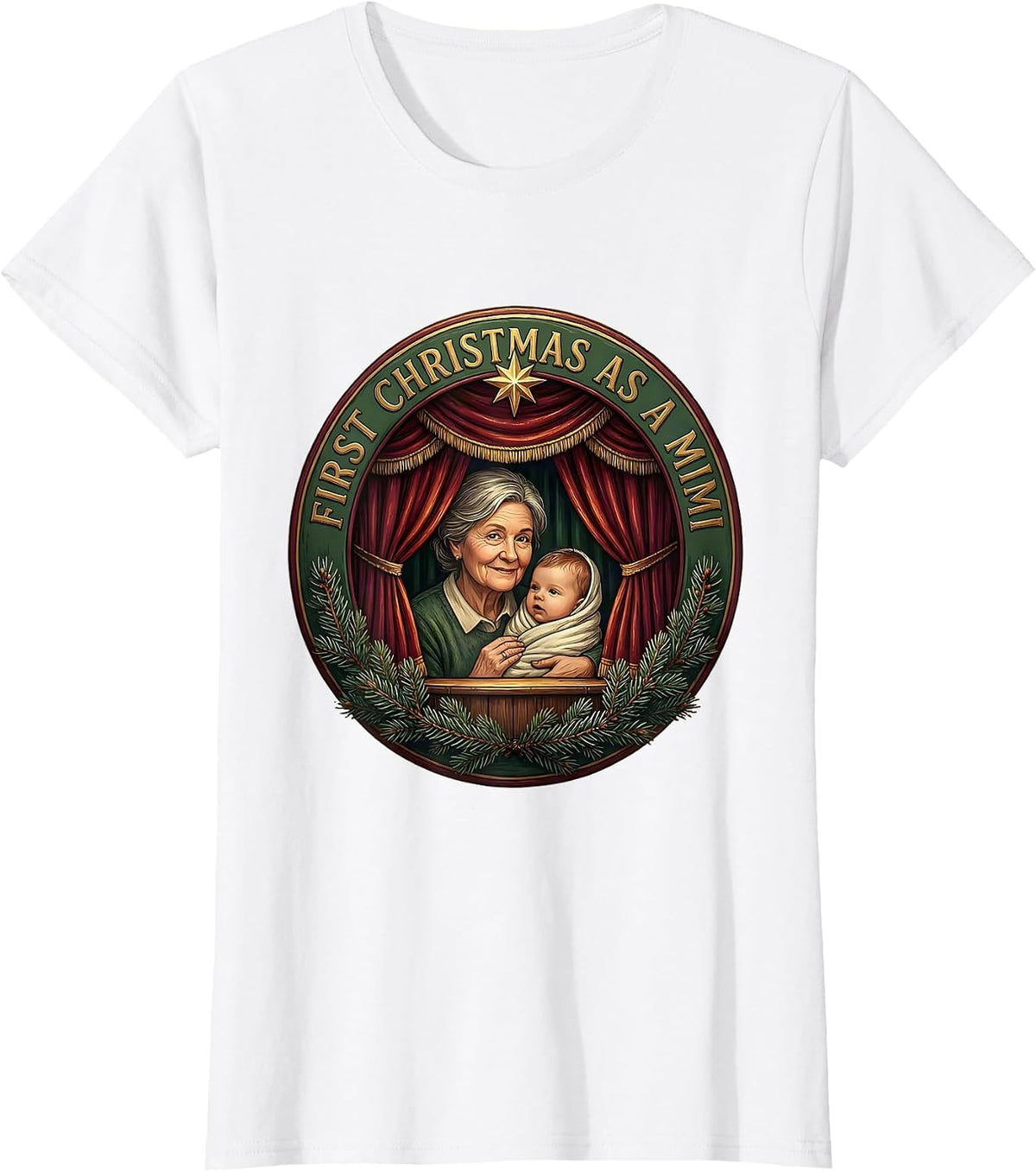 First Christmas As A Mimi Family Matching New Grandma T-Shirt - White