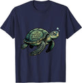 I Am Happiest At Turtle Speed Cartoon Sea Turtle Ocean T-Shirt - Navy Blue