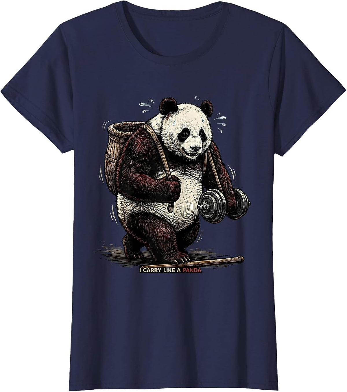 Women's I Carry Like A Panda Funny Gym Panda Weightlifting Workout T-Shirt - Navy Blue