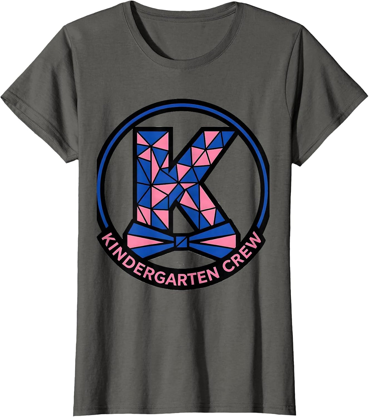 Women's Kindergarten Crew Geometric Coquette Bow Back to School T-Shirt - Asphalt Grey