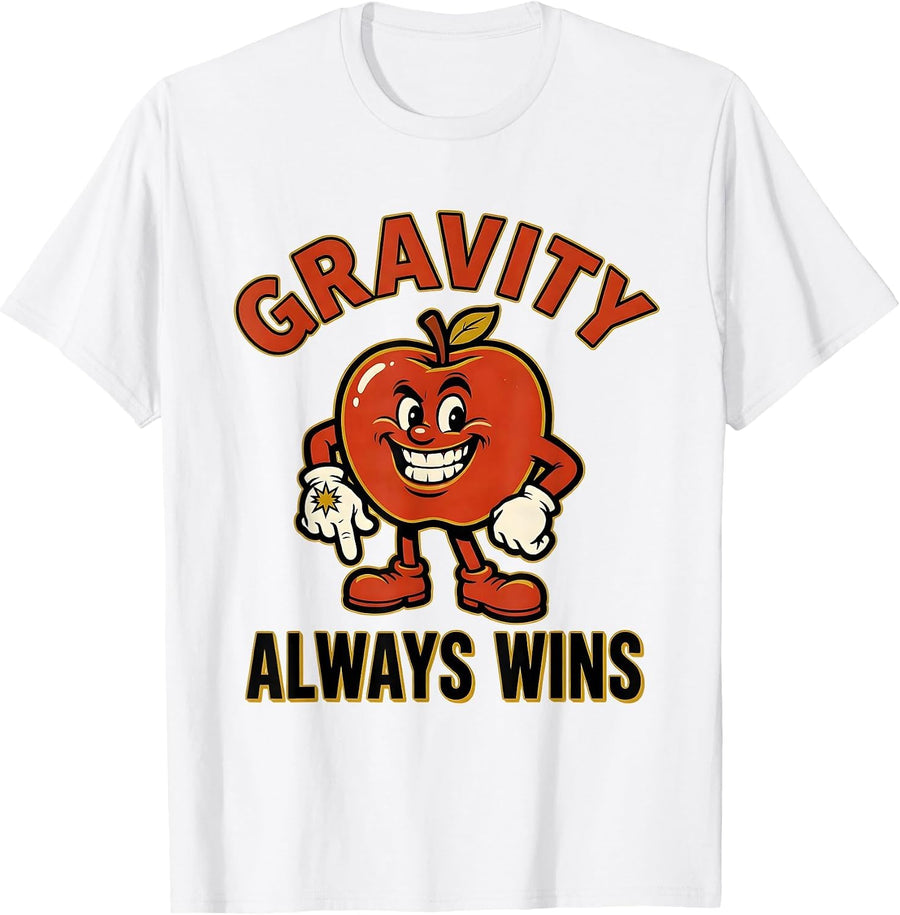 Men's Gravity Always Wins Science Design T-Shirt - White