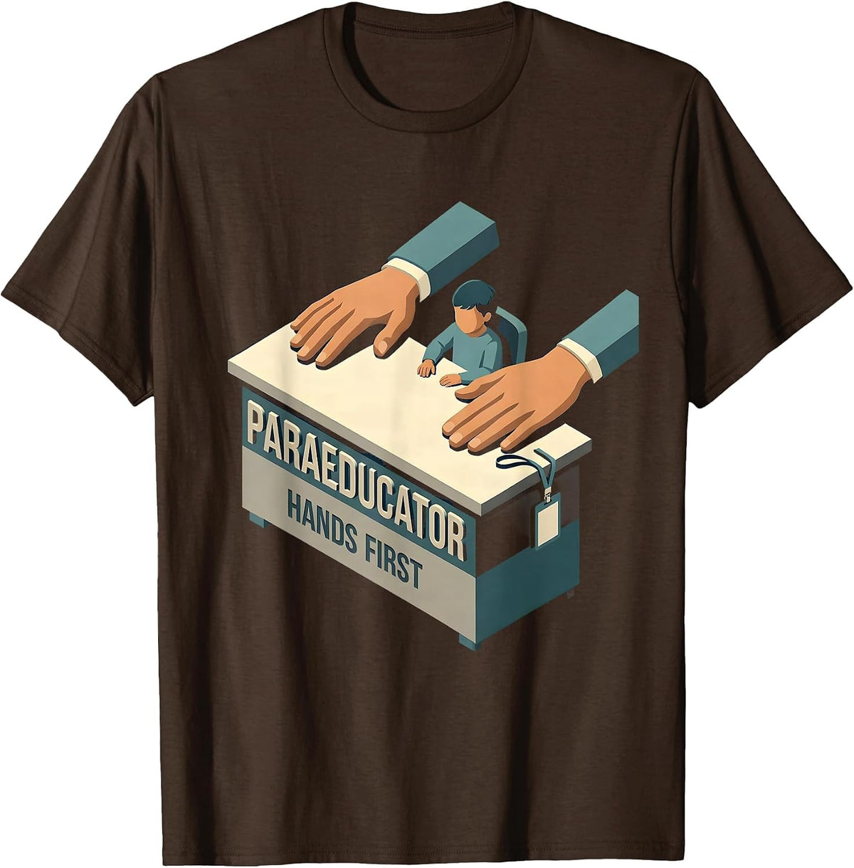 Men's Paraeducator Hands First Isometric Para Pro Back To School T-Shirt - Brown