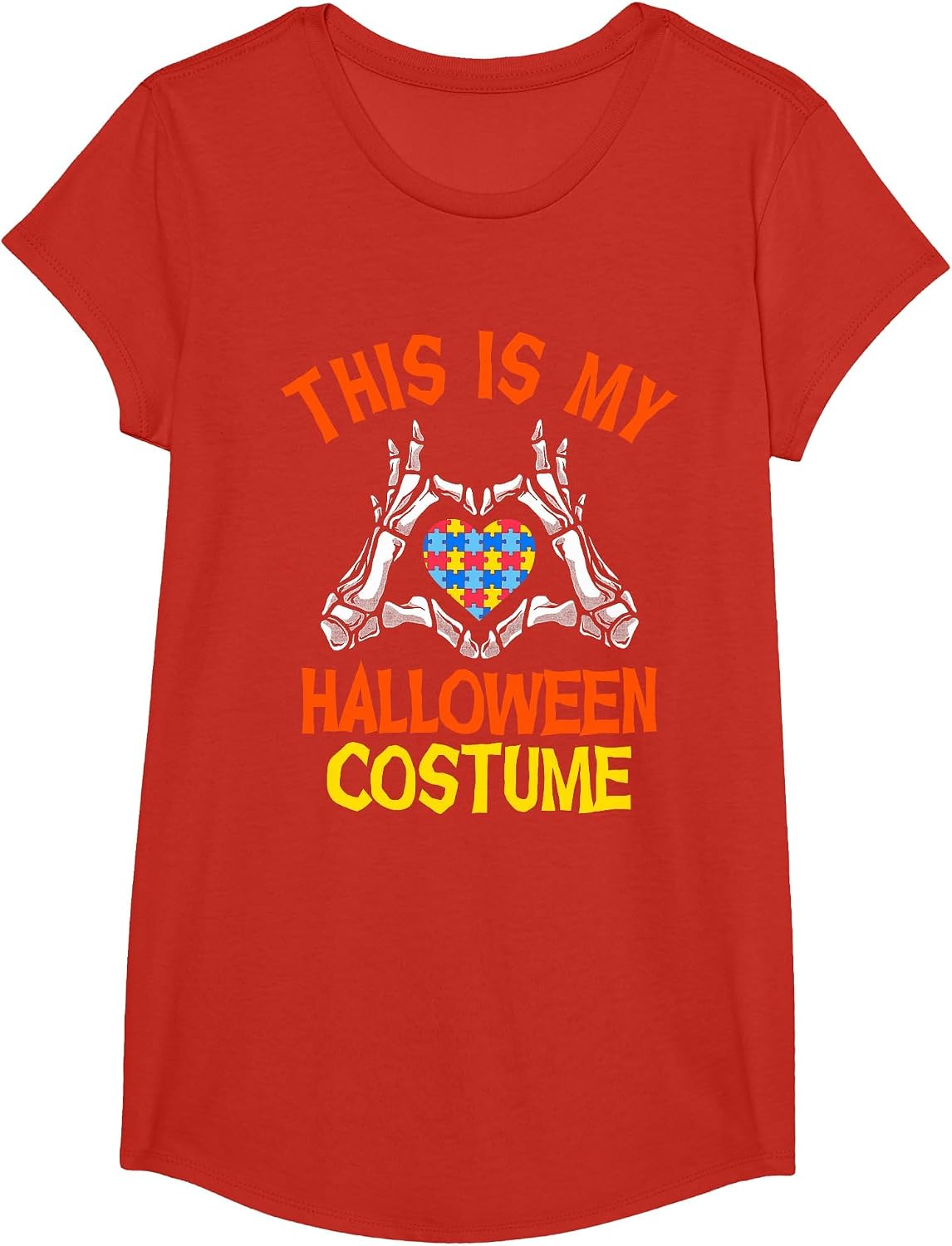 This is My Halloween Costume Funny Autism Awareness T-Shirt - Girls Red
