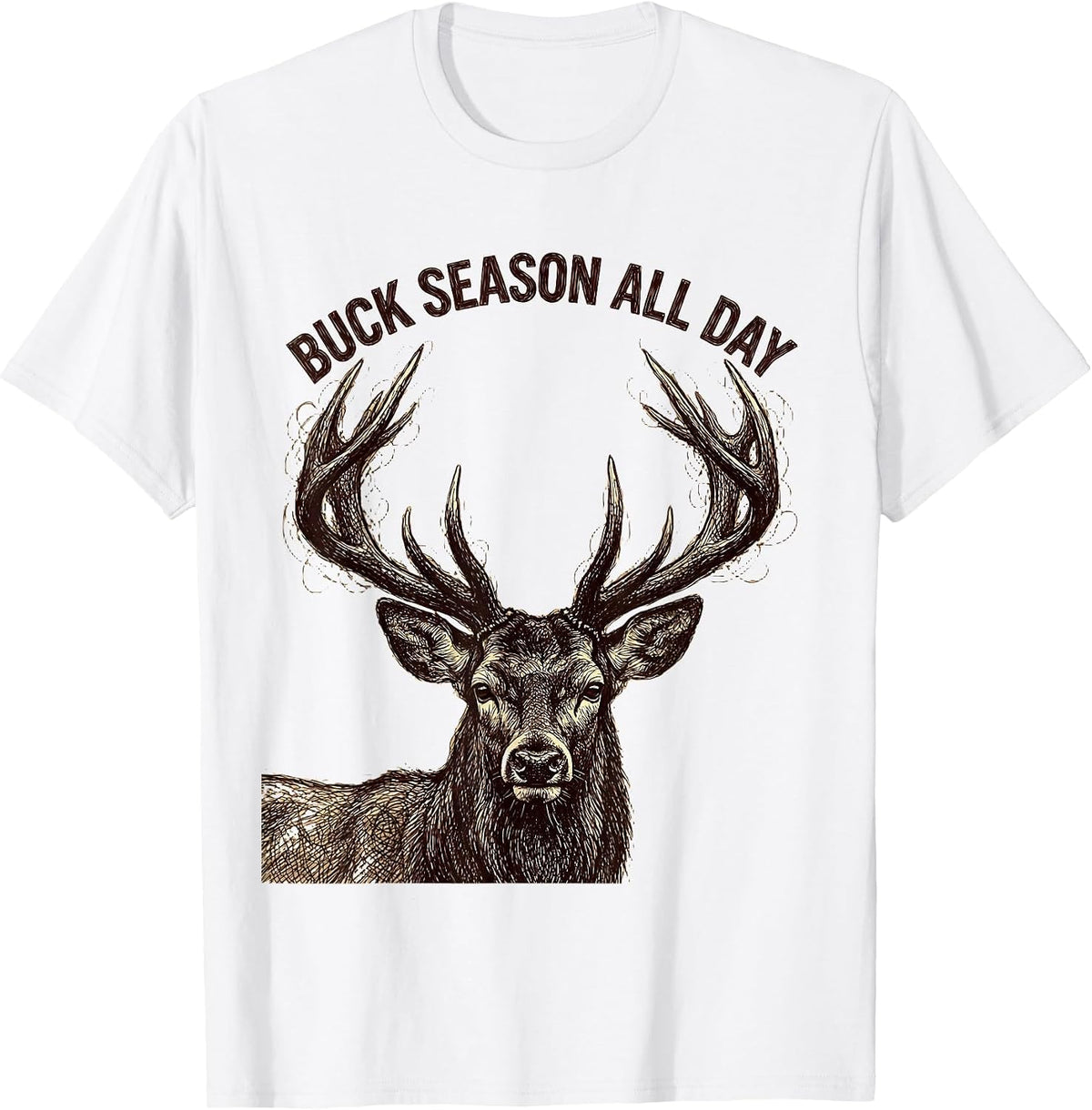 Men's Buck Season All Day Deer Hunting Design T-Shirt - White