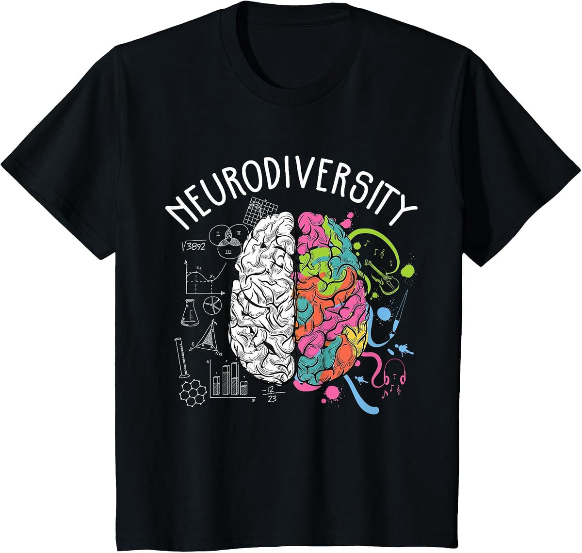 Neurodiversity Brain Shirt T-Shirt - Black