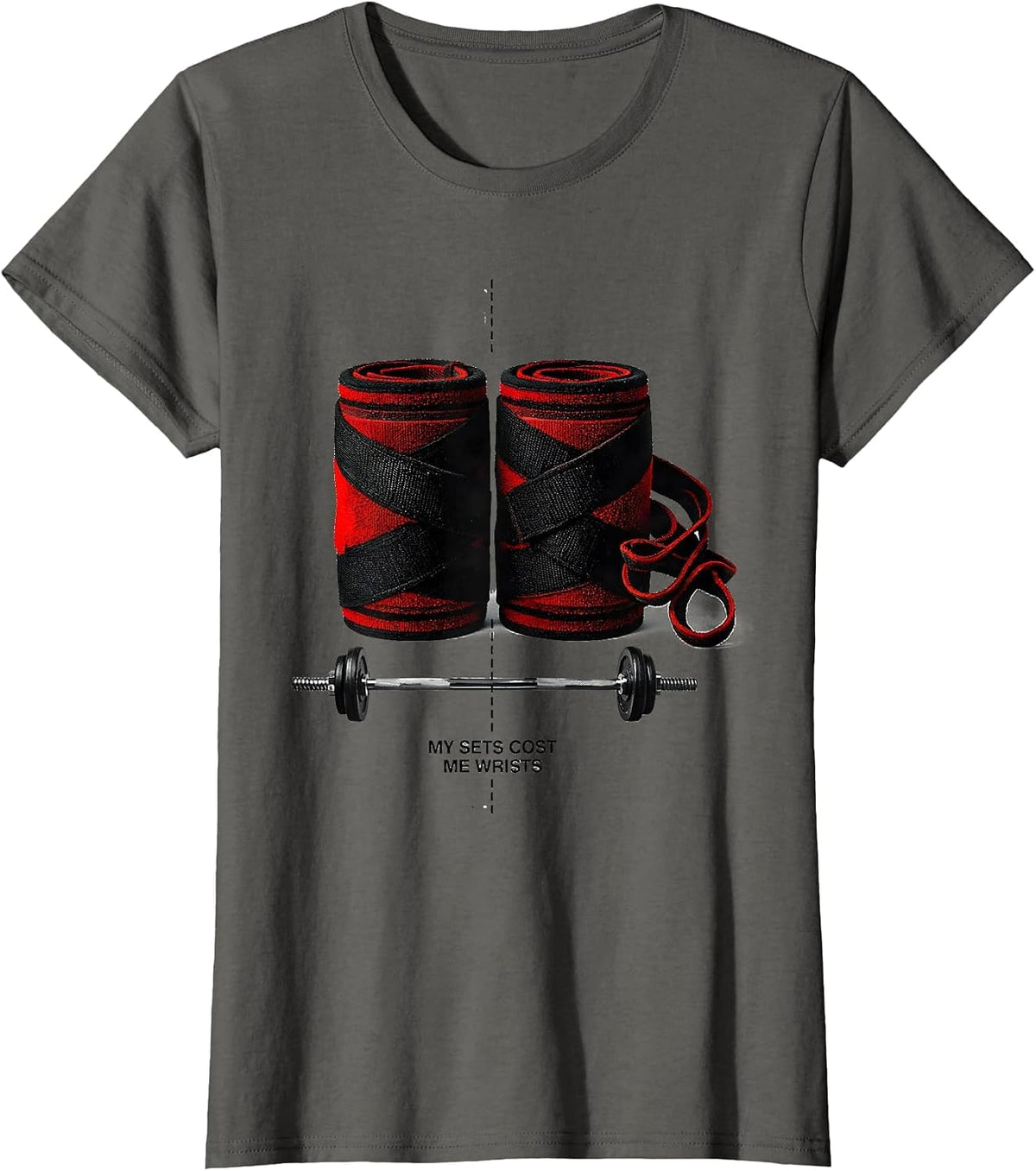Women's My Sets Cost Me Wrists Funny Gym Workout Weightlifting T-Shirt - Asphalt Grey