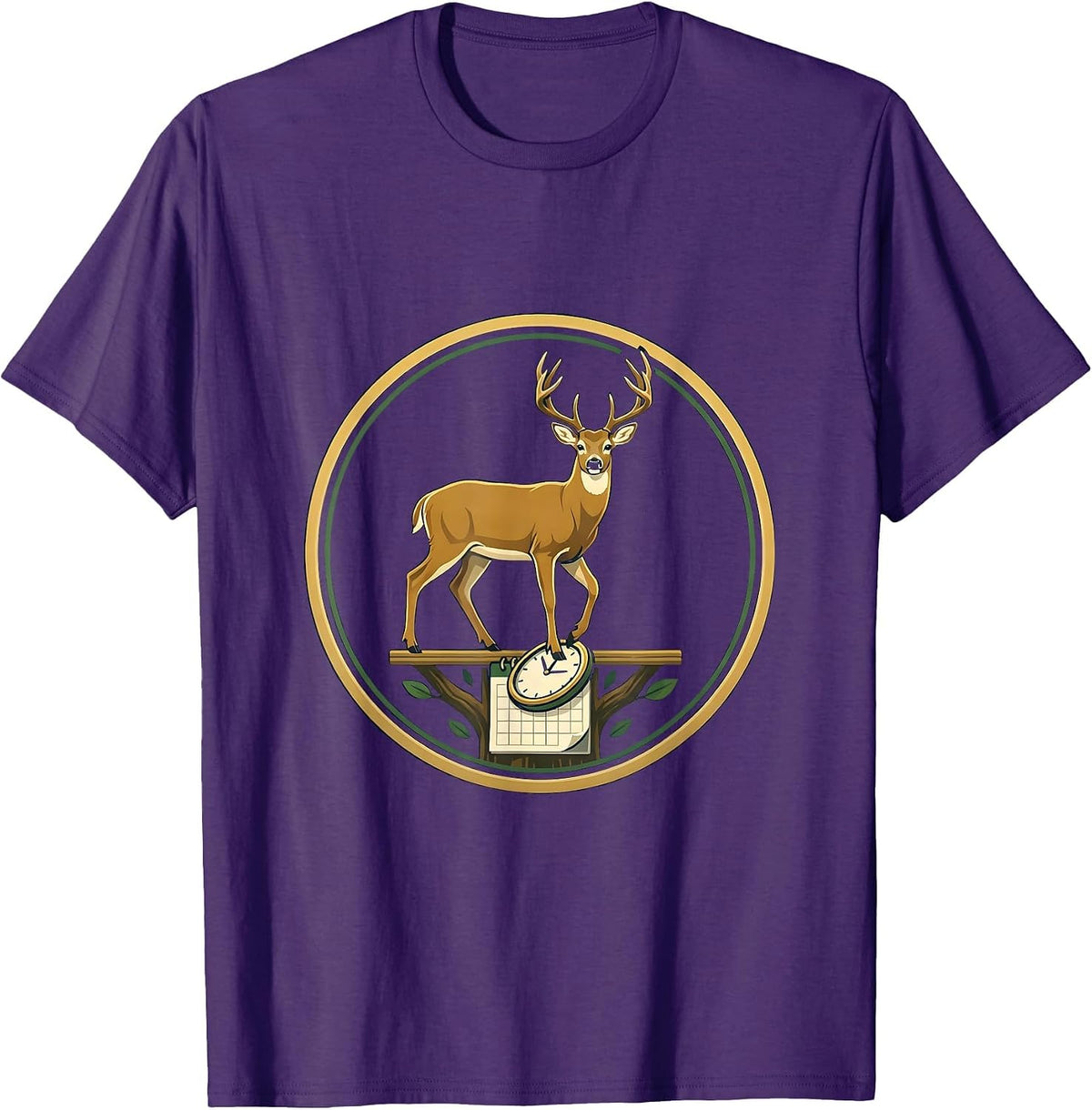 Whitetail Buck Deer Hunting Dad Humor Emblem T-Shirt - Purple