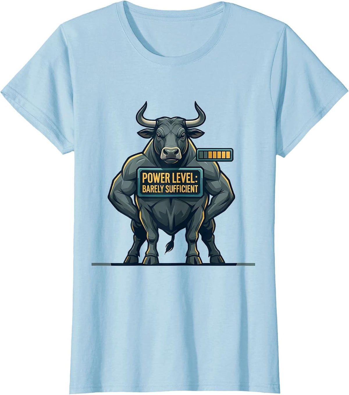 Power Level: Barely Sufficient Funny Gym Weightlifting T-Shirt - Baby Blue
