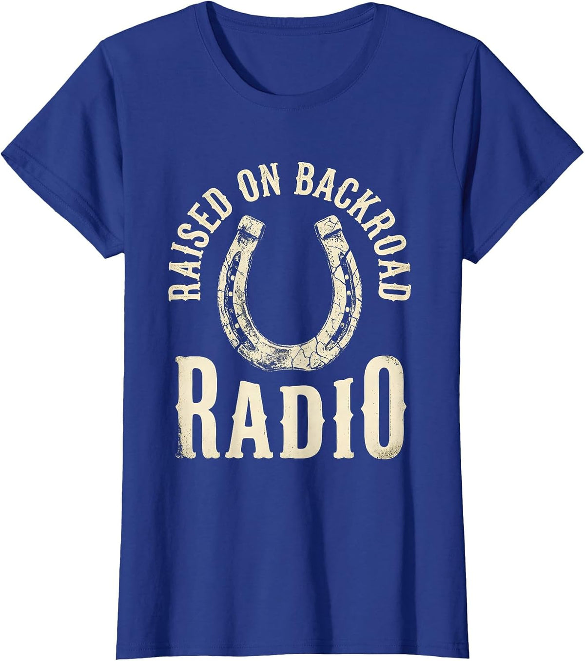 Women's Raised On Backroad Radio Boho Western Cowboy Rodeo Heritage T-Shirt - Royal Blue