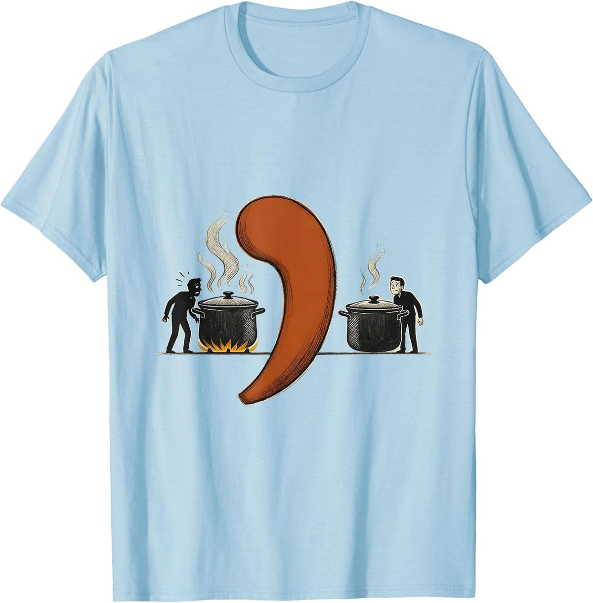 Men's Comma Saves The Day Funny Grammar Teacher Gift T-Shirt - Baby Blue