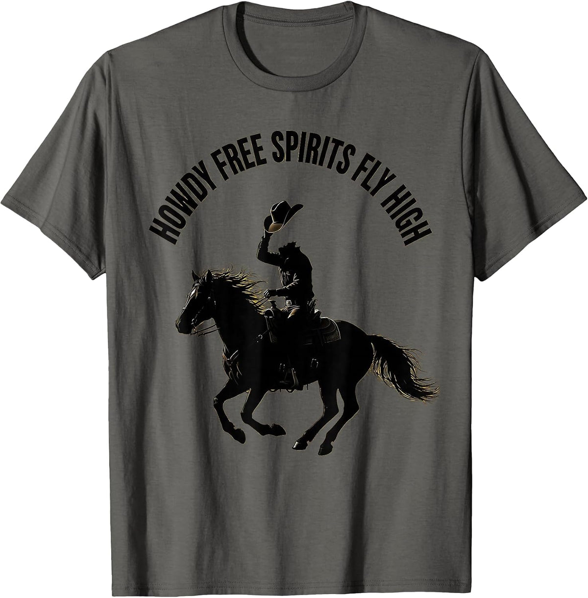 Howdy Free Spirits Fly High Western Boho Design T-Shirt - Asphalt Grey