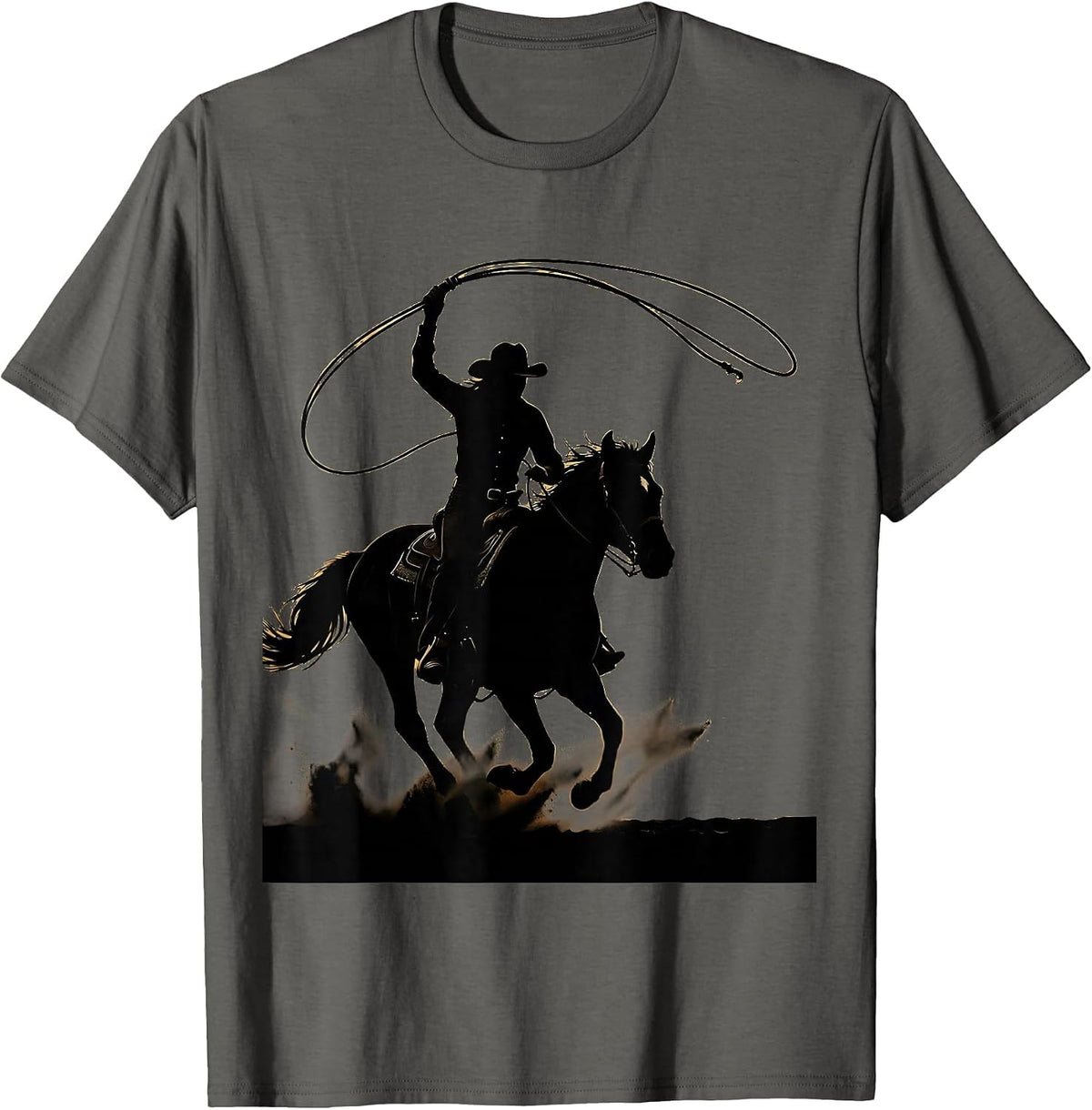 Men's Cowgirl Swinging Rope Rodeo Arena Graphic T-Shirt - Asphalt Grey