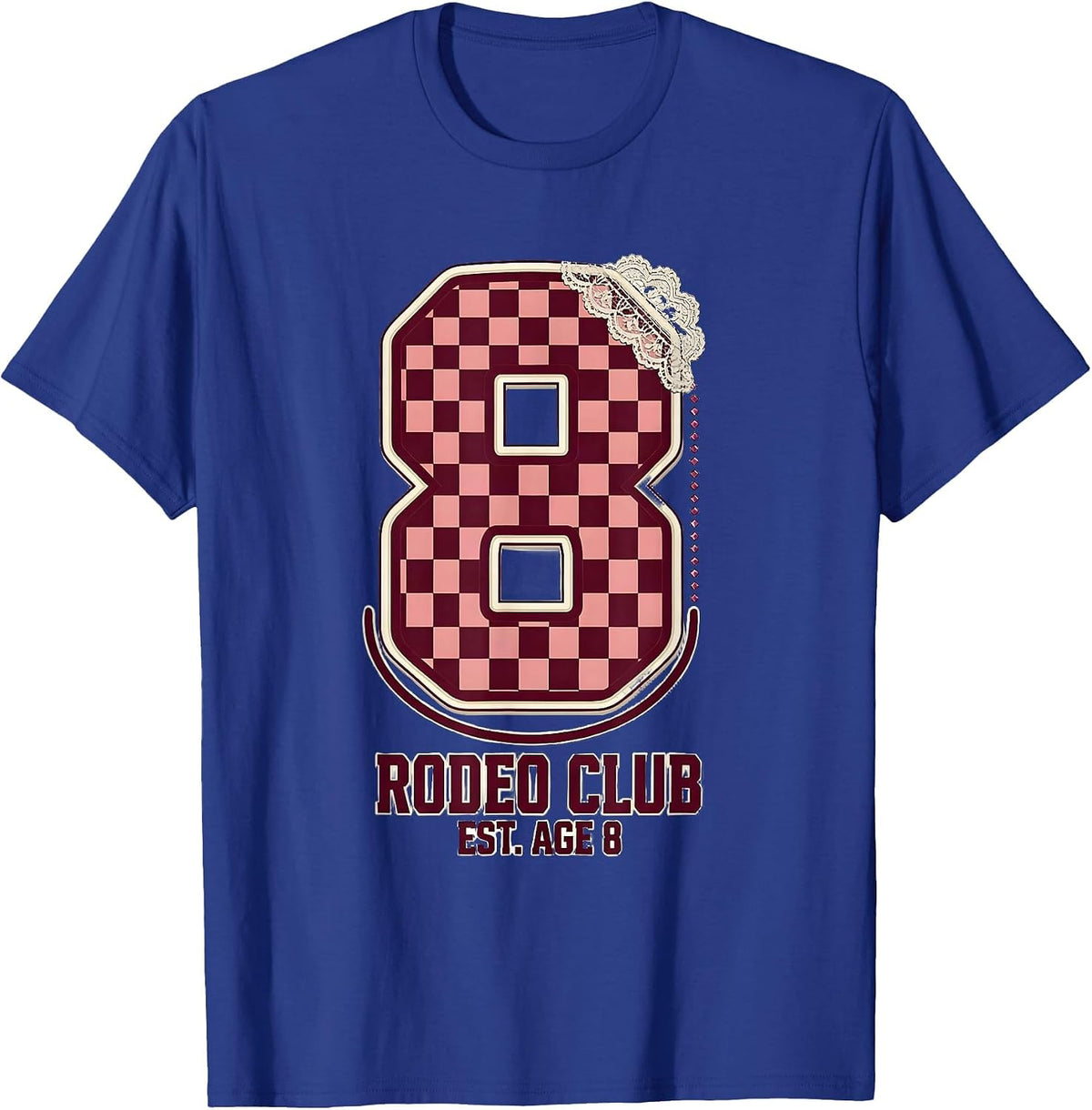 Men's Rodeo Club Est Age 8 Cowgirl Disco Birthday Girl Party T-Shirt - Royal Blue