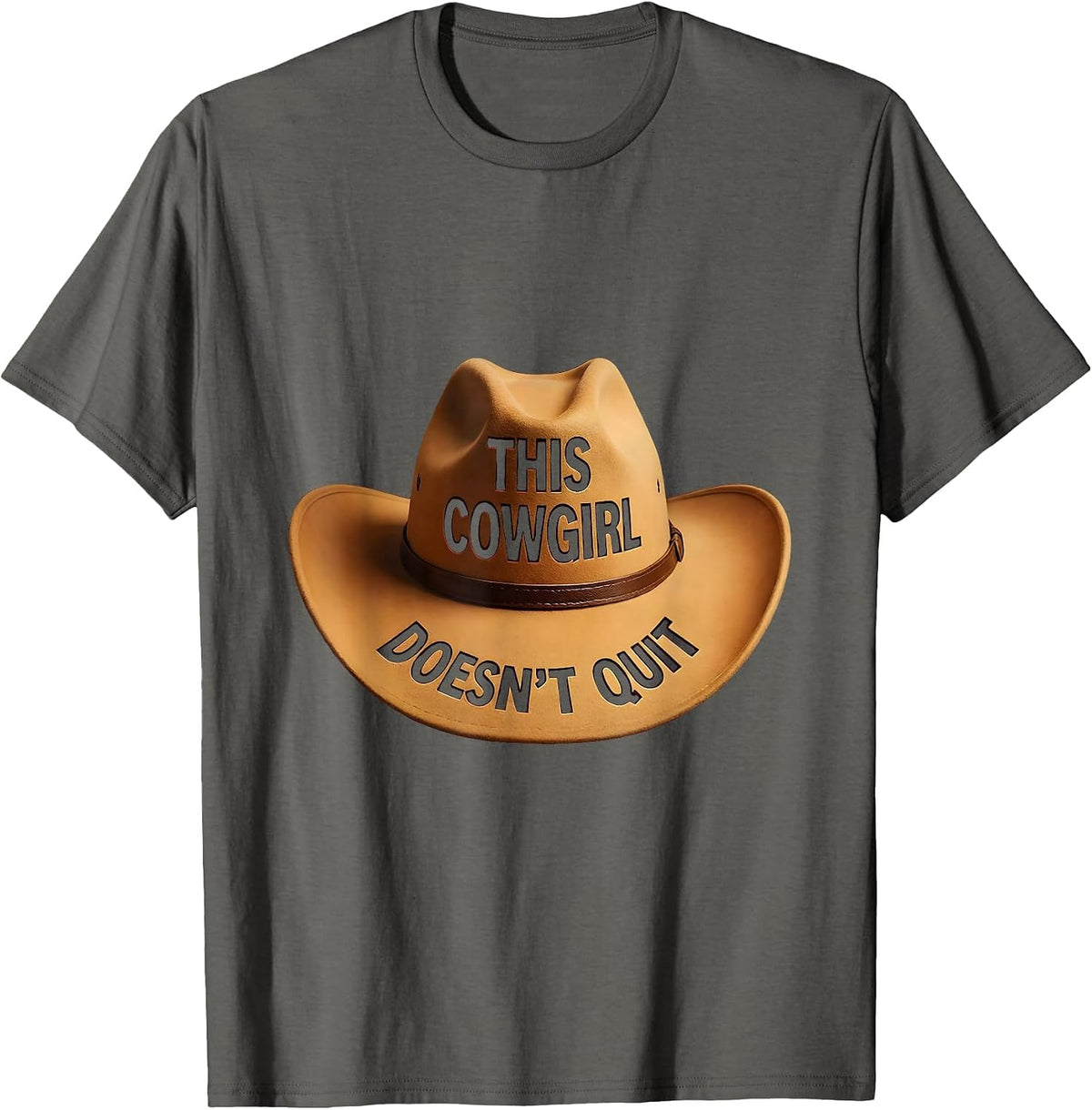 This Cowgirl Doesn't Quit Rodeo Design T-Shirt - Asphalt Grey