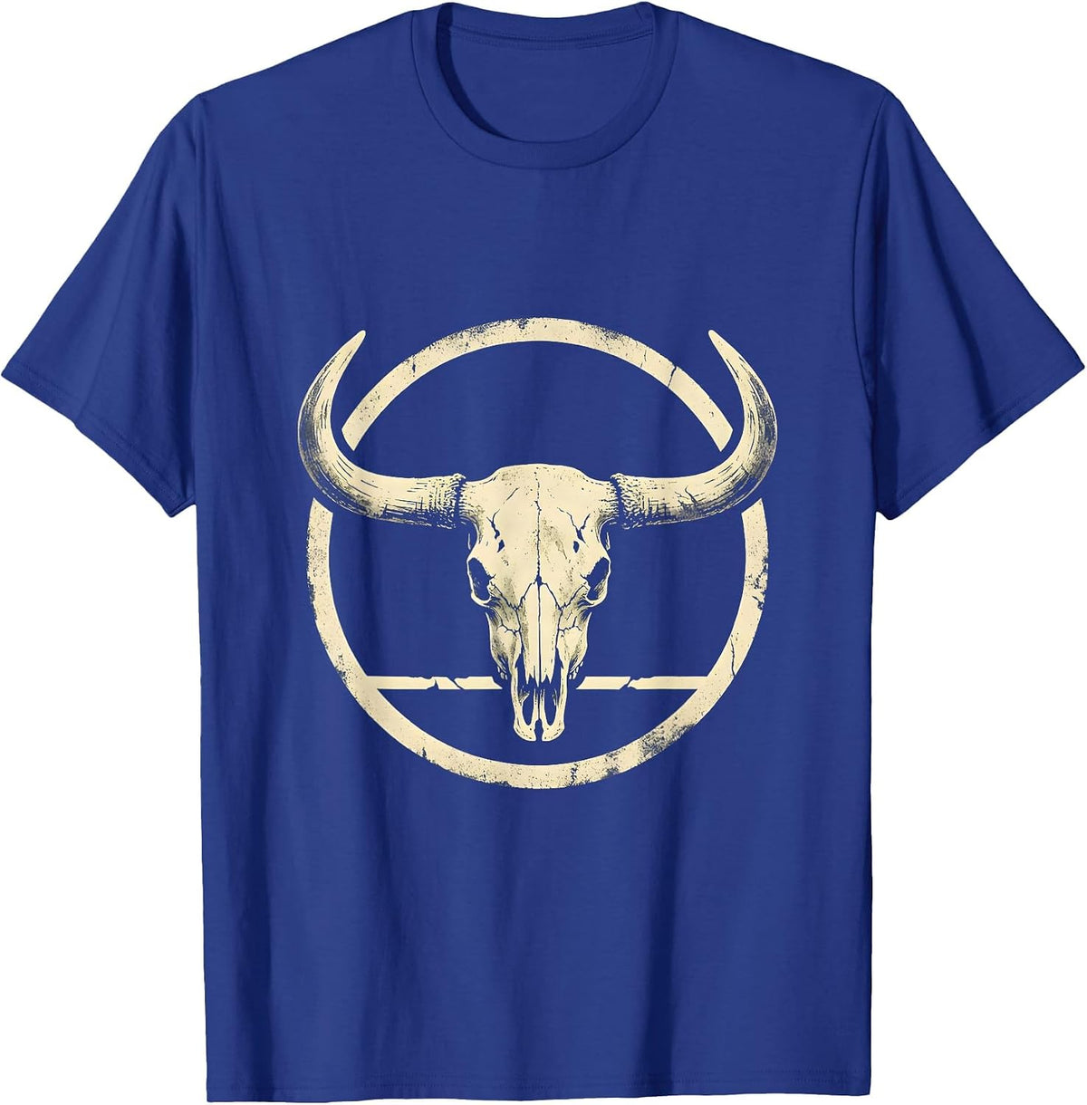 Men's Sealed Longhorn Skull Boho Western Cowgirl Pride T-Shirt - Royal Blue