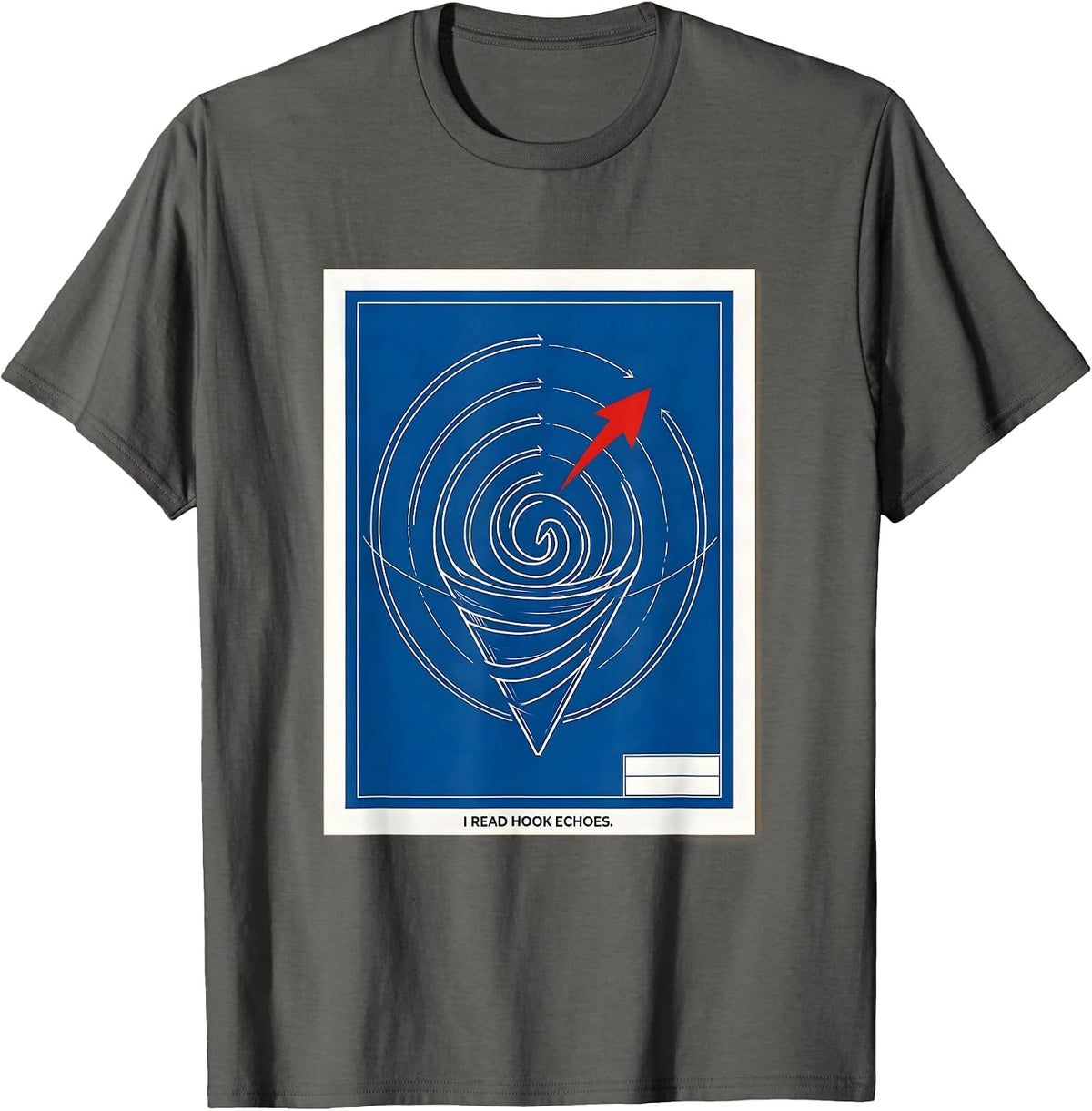 Men's I Read Hook Echoes Technical Blueprint Meteorology Storm T-Shirt - Asphalt Grey
