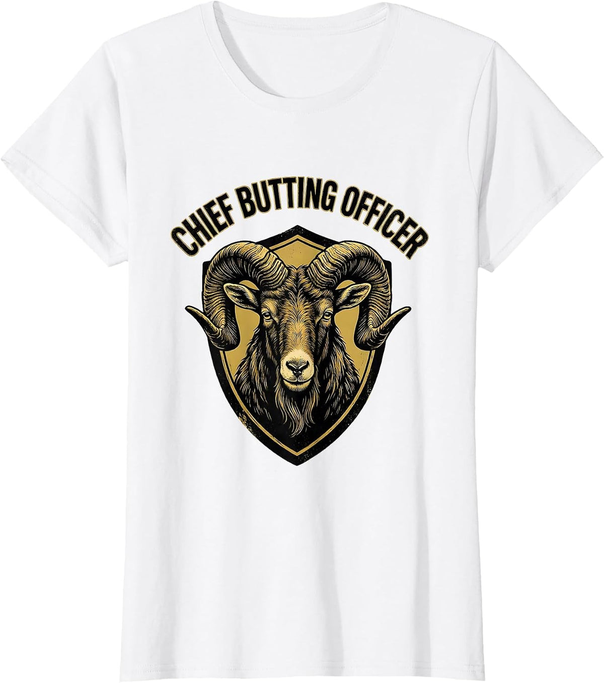 Women's Chief Butting Officer Funny Goat Lover Farmer Gift T-Shirt - White