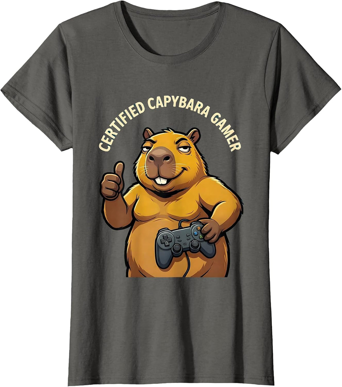 Women's Certified Capybara Gamer Funny Video Games Capybara Gamer T-Shirt - Asphalt Grey
