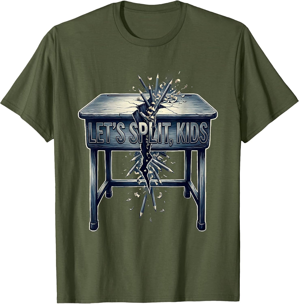 Let's Split Kids Funny Grammar Teacher Punctuation Humor T-Shirt - Olive Green