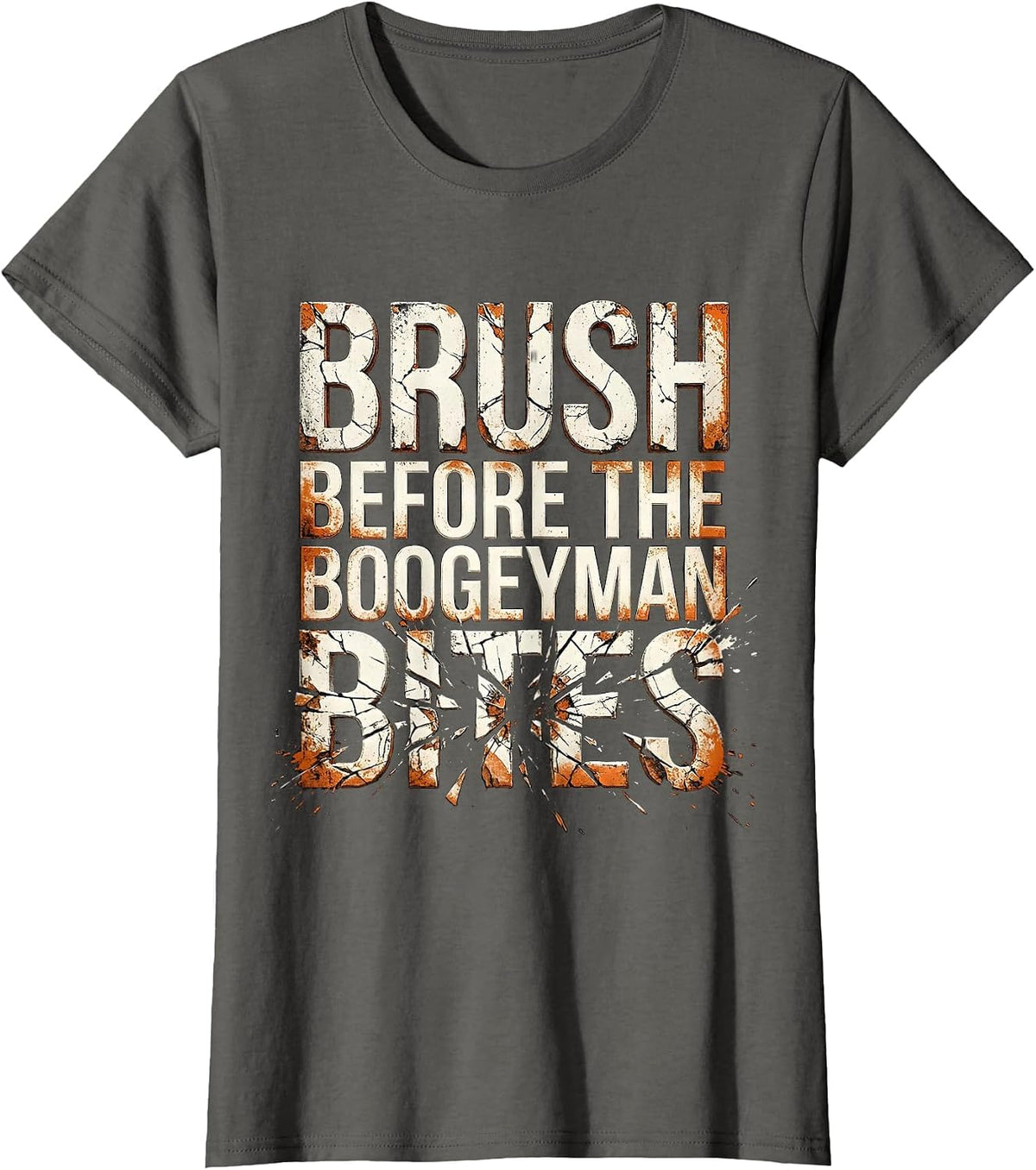 Women's Halloween Dental Brush Before the Boogeyman Bites T-Shirt - Asphalt Grey