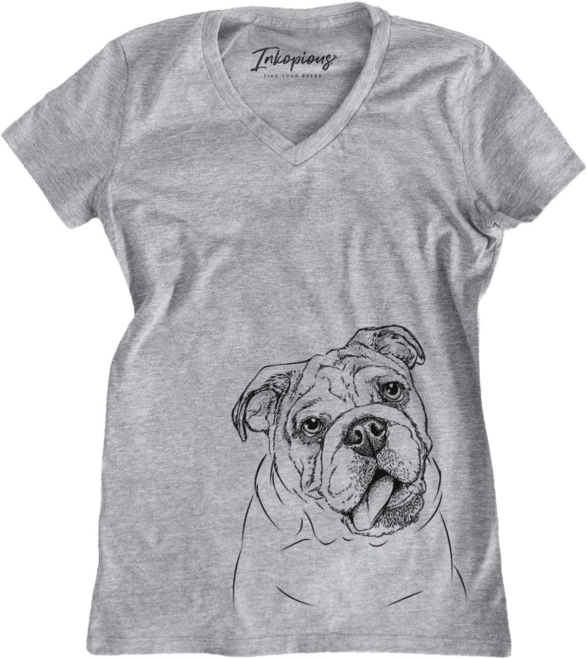 Bare Benson the English Bulldog Dog Triblend T-Shirt - Grey V-neck