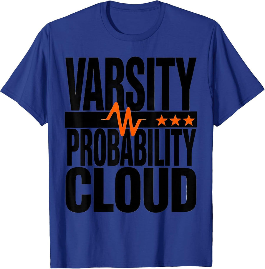Varsity Probability Cloud Brutalist Quantum Physics Humor T-Shirt - Royal Blue