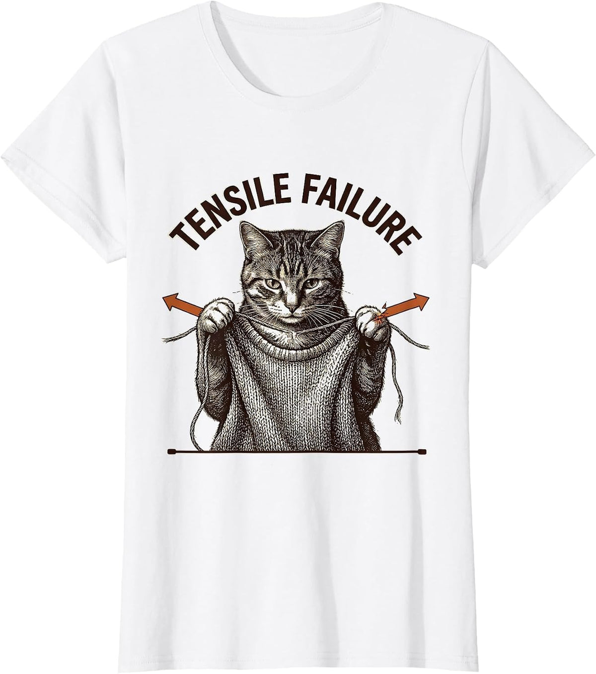 Tensile Failure Funny Cat Physics Humor Cat Lover Gift T-Shirt - White
