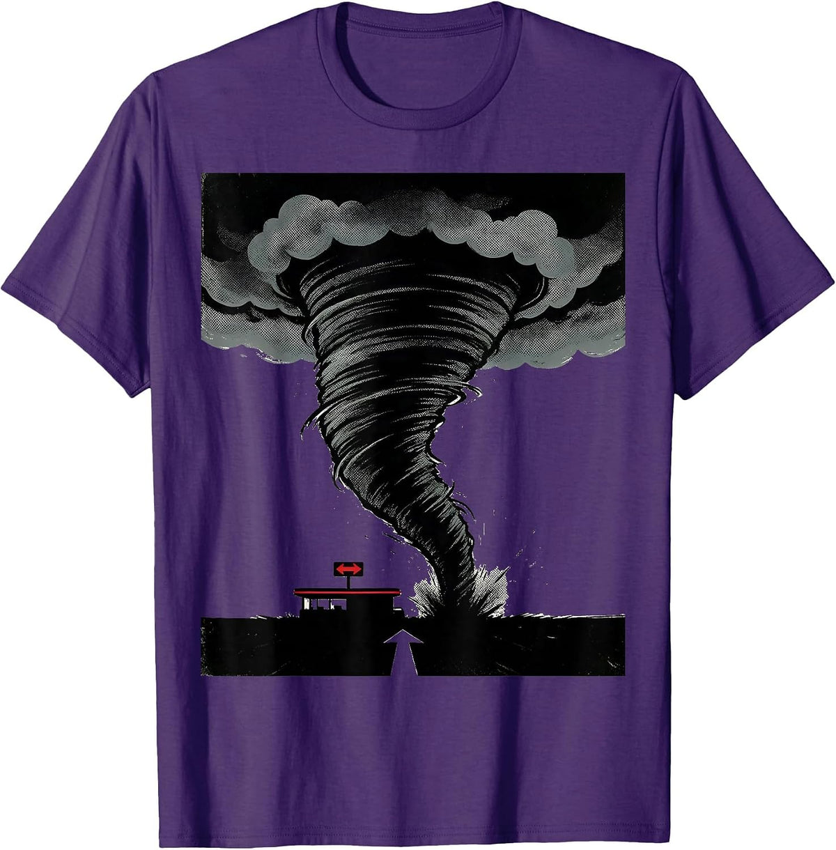 Men's Left-Leaning Tornado Funnel Meteorology Enthusiast T-Shirt - Purple