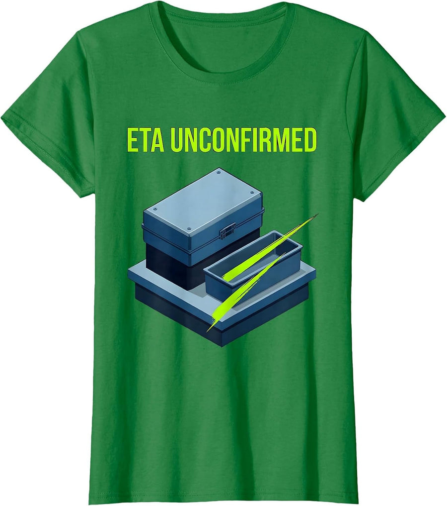 Women's ETA Unconfirmed Isometric Vector Auto Mechanic Waiting On T-Shirt - Kelly Green