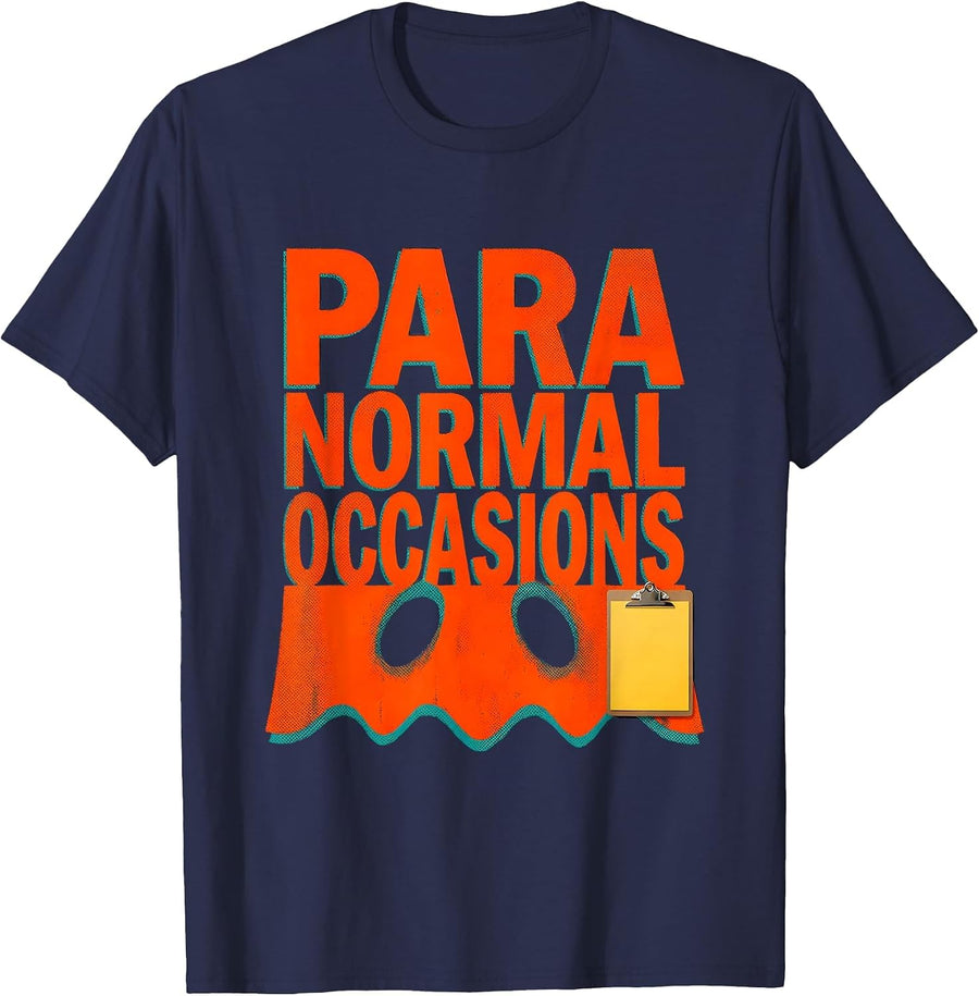 Para Normal Occasions Risograph Halloween Paraeducator Ghost T-Shirt - Navy Blue