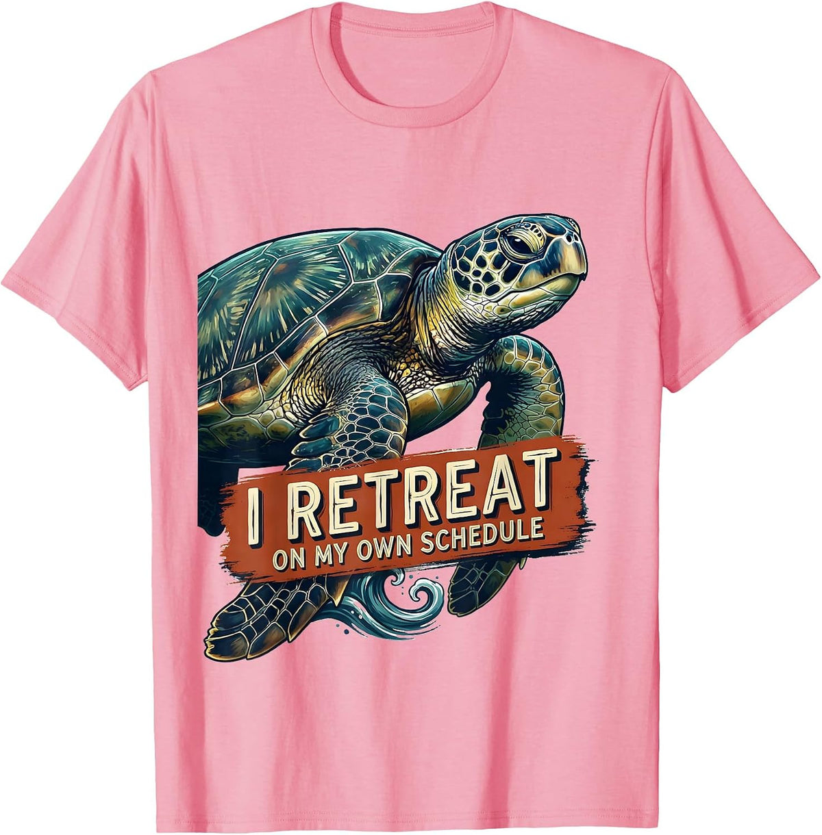Men's I Retreat On My Own Schedule Funny Sea Turtle Ocean Animal T-Shirt - Pink