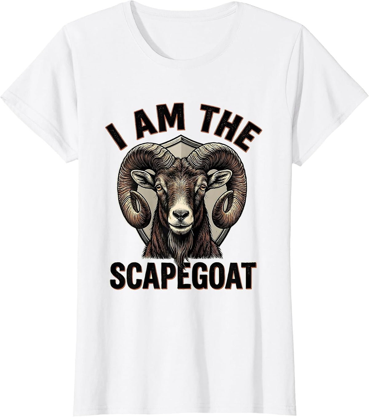 Women's I Am The Scapegoat Funny Goat Lover Animal Humor Graphic T-Shirt - White