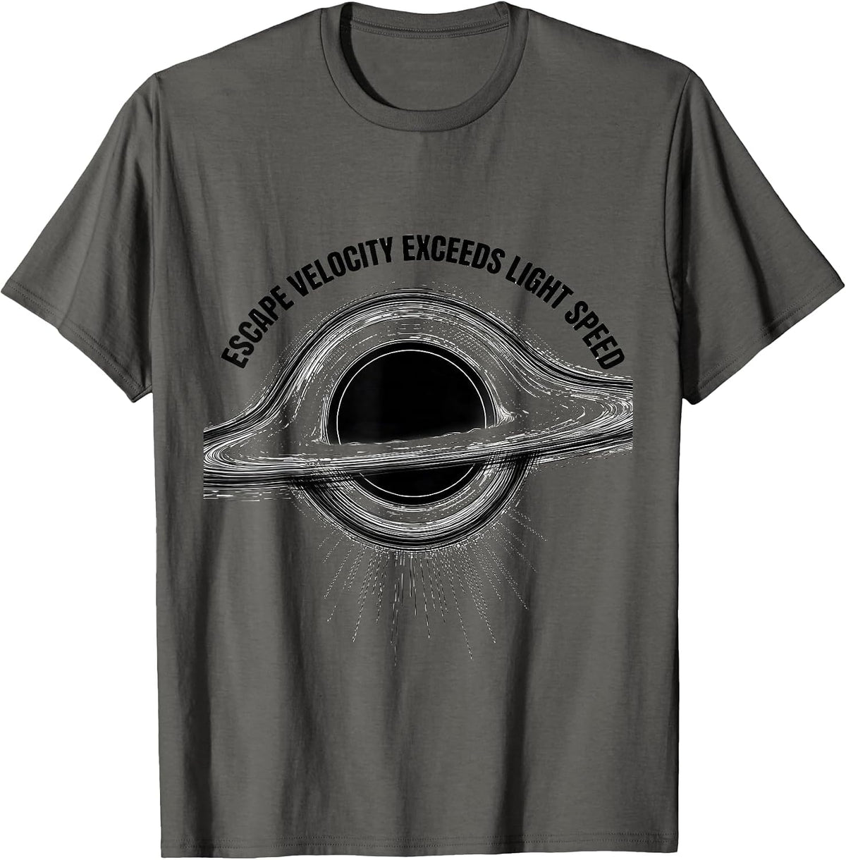 Men's Escape Velocity Exceeds Light Speed Astrophysics Science T-Shirt - Asphalt Grey